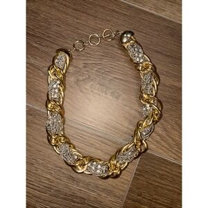 Chunky Heavy BR Banana Republic Gold Tone Silver Chain Link Choker Mixed Metal